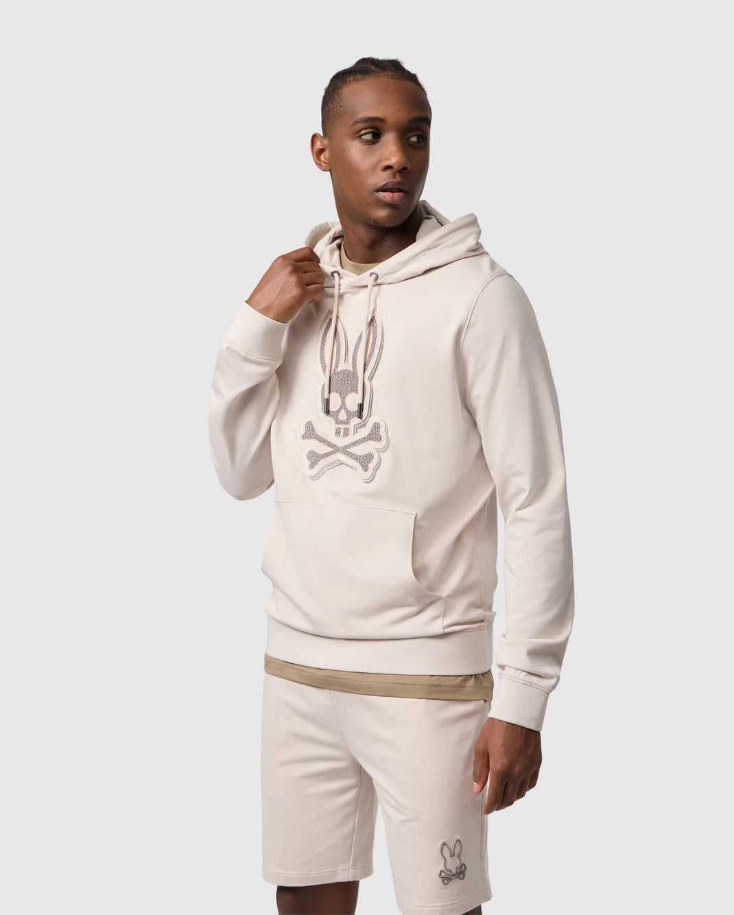 Sweat a Capuche Psycho Bunny Livingston Pullover Hoodie Beige Homme | DDI-80981595